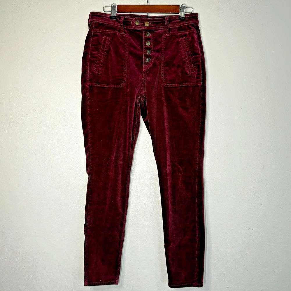 American Eagle Jegging Womens Burgundy Corduroy Hi Rise Button Fly sz 10 (32X28)